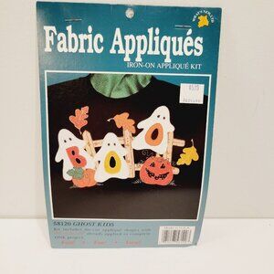 Vtg What's New Ltd Fabric Iron On Appliques 58120 Ghost Kids Halloween Pumpkins